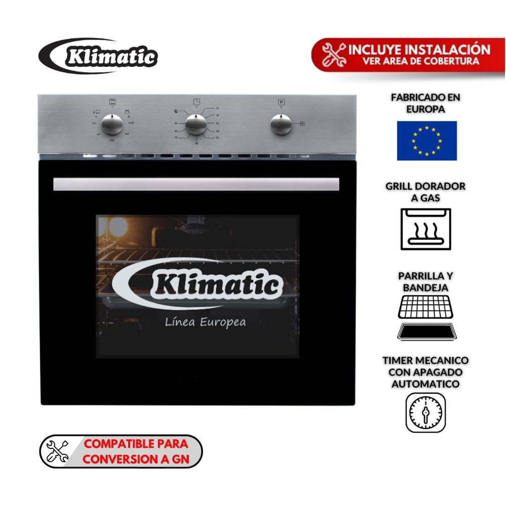 Horno empotrable Klimatic a gas Lubeck BC 60 litros