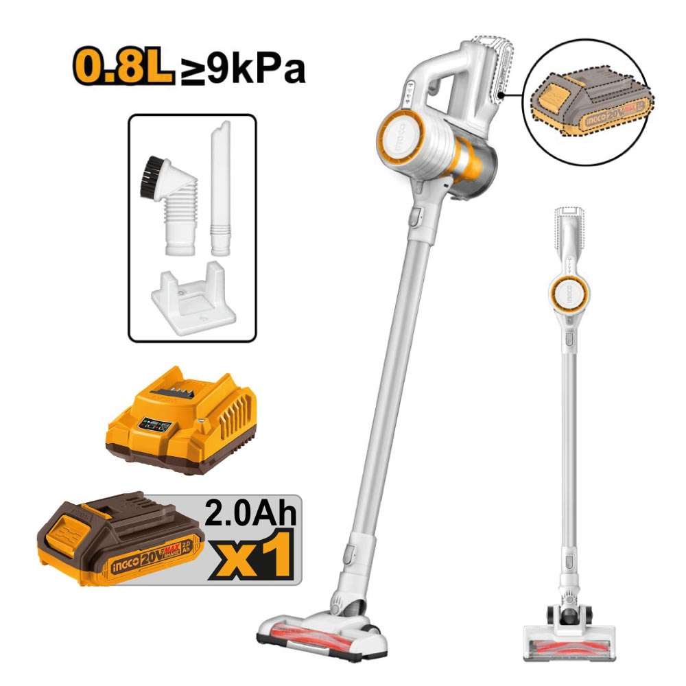Aspiradora Inalámbrica Ingco 20V 0.8L 120W  1 Batería 2.0AH con Cargador CVLI20061