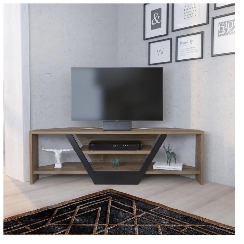 Mesa de TV 55"" para Esquina Nazca TU MESITA Melamina 18mm color Roble/Negro