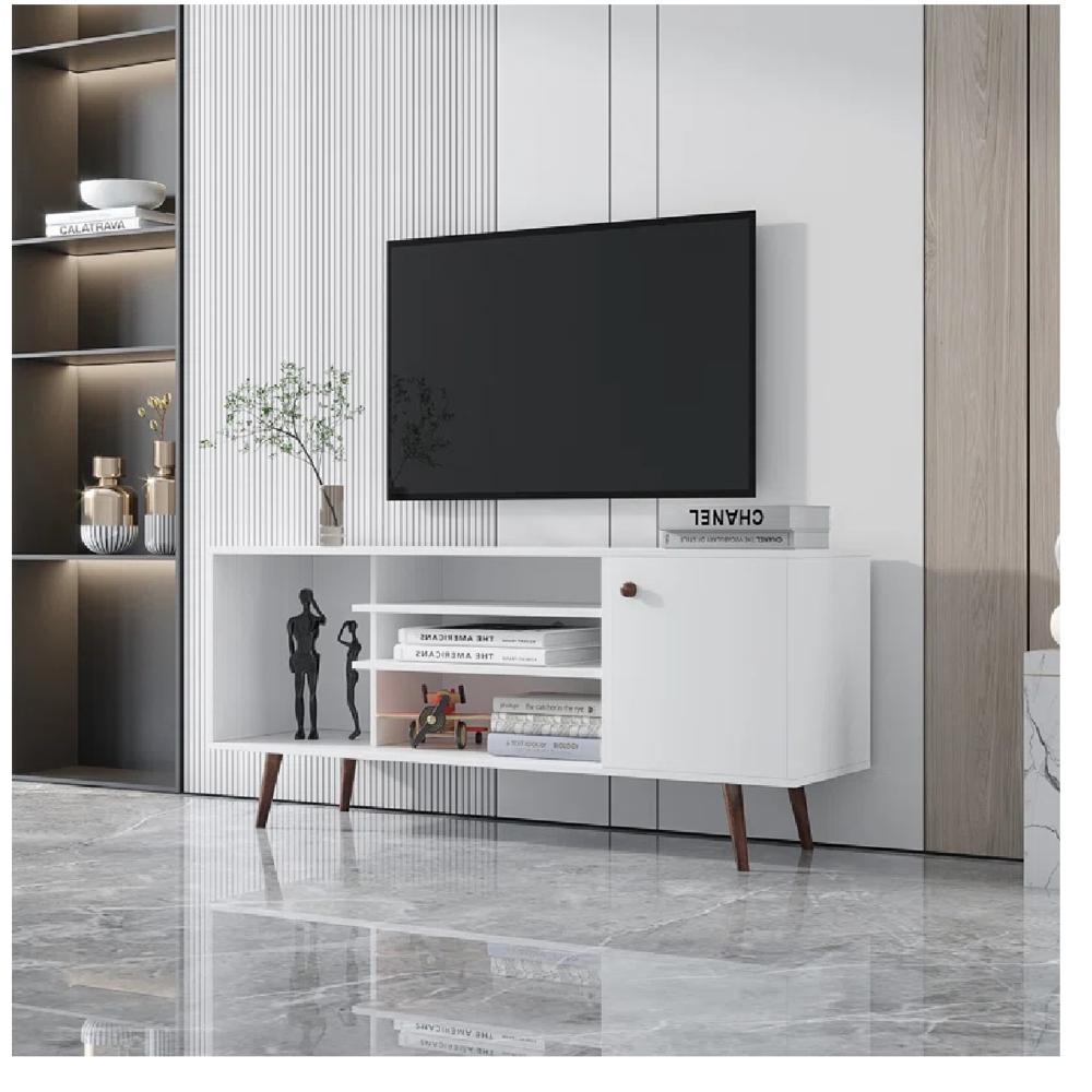 Mesa de TV Clásica 55"" TU MESITA Melamina 18mm color Blanco 1 puerta
