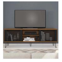 Mesa de TV Moderna Florencia 70"" TU MESITA Melamina 18mm color Marrón/Negro 2 puertas Corredizas