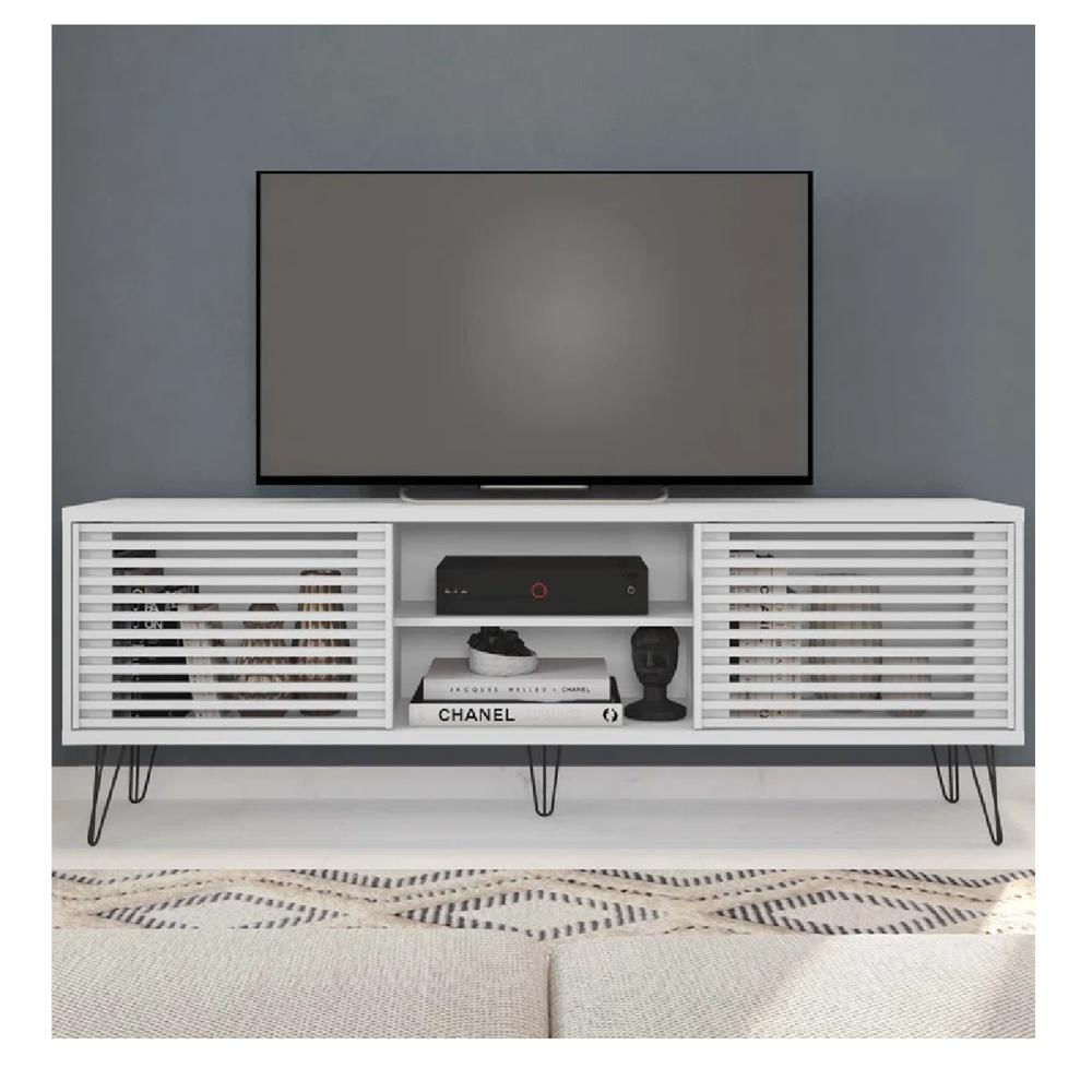 Mesa de TV Moderna Florencia 70"" TU MESITA Melamina 18mm color Blanco 2 puertas Corredizas