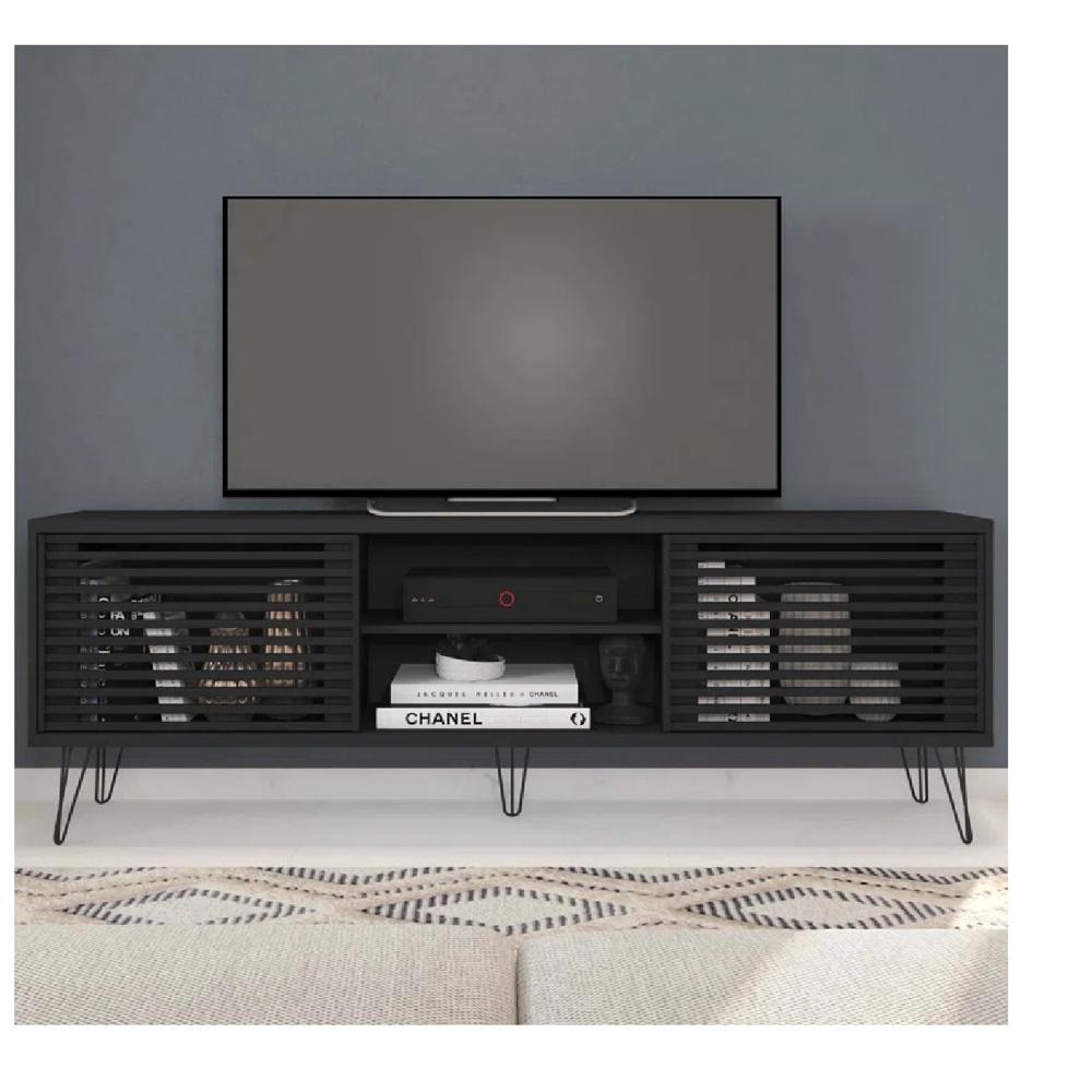 Mesa de TV Moderna Florencia 70"" TU MESITA Melamina 18mm color Negro 2 puertas Corredizas