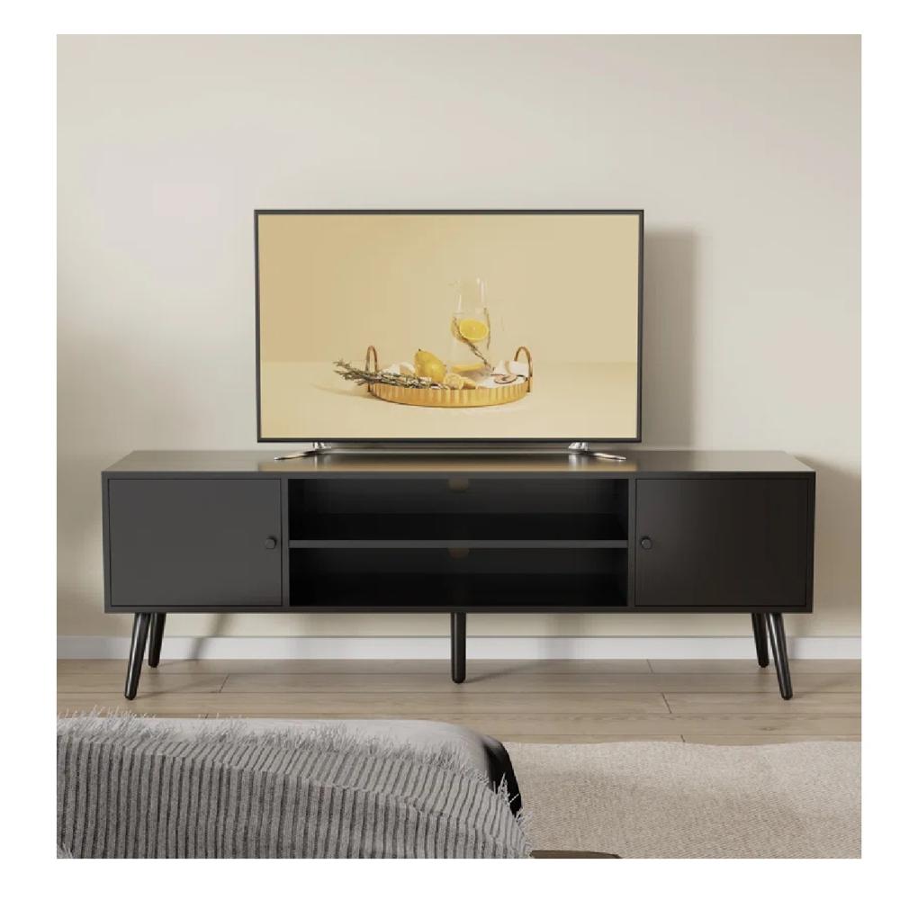 Mesa de TV Multiusos 70"" TU MESITA Klaun Melamina 18mm color Negro 2 cajones