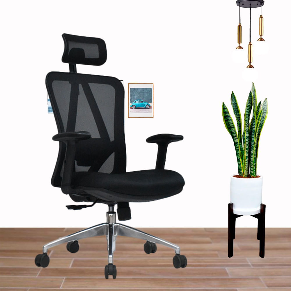 Silla de Oficina Ergonomica Levi Presidente Negro Alta Ofideas