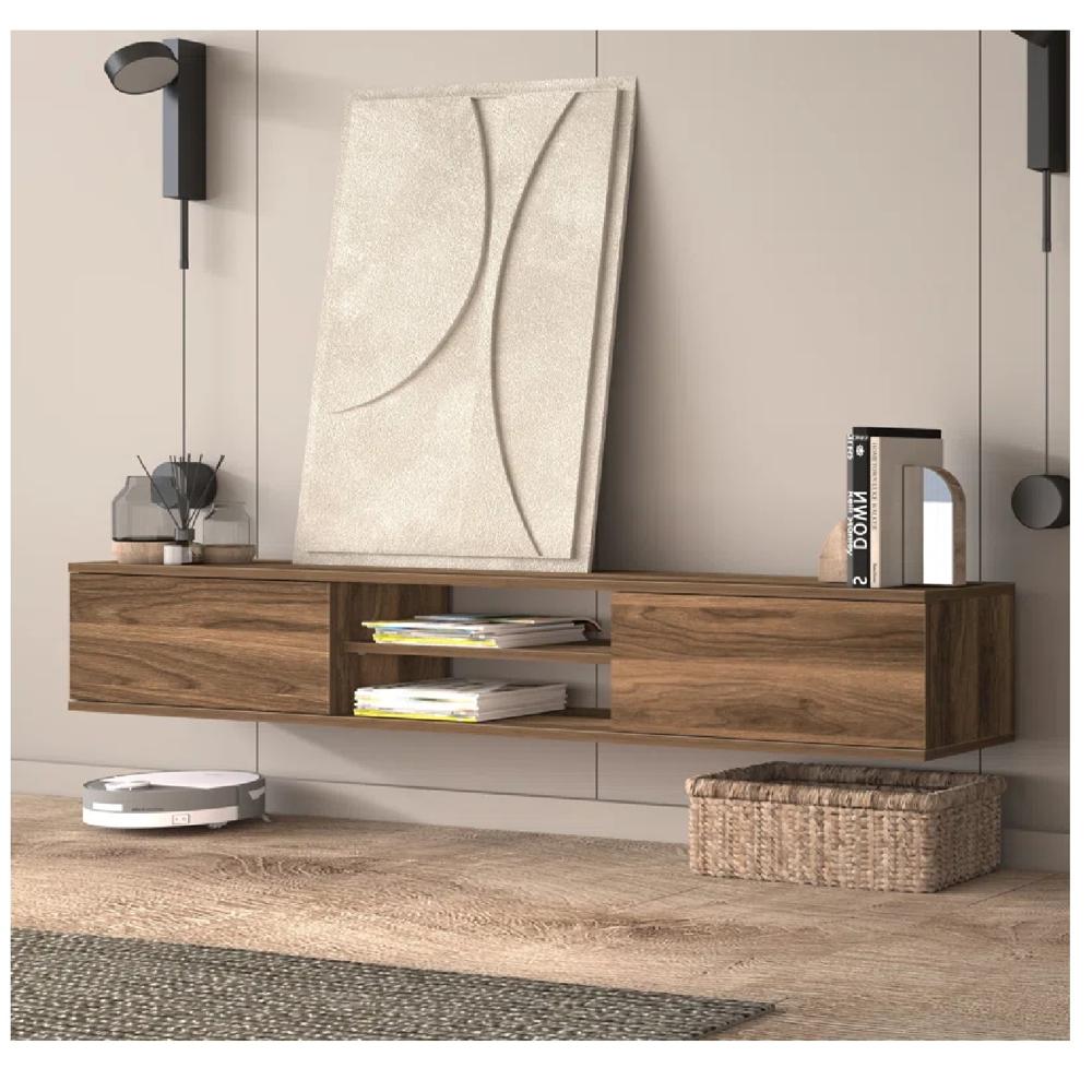 Mesa de TV Flotante 80"" Amauta TU MESITA Melamina 18mm 2 puertas Marrón