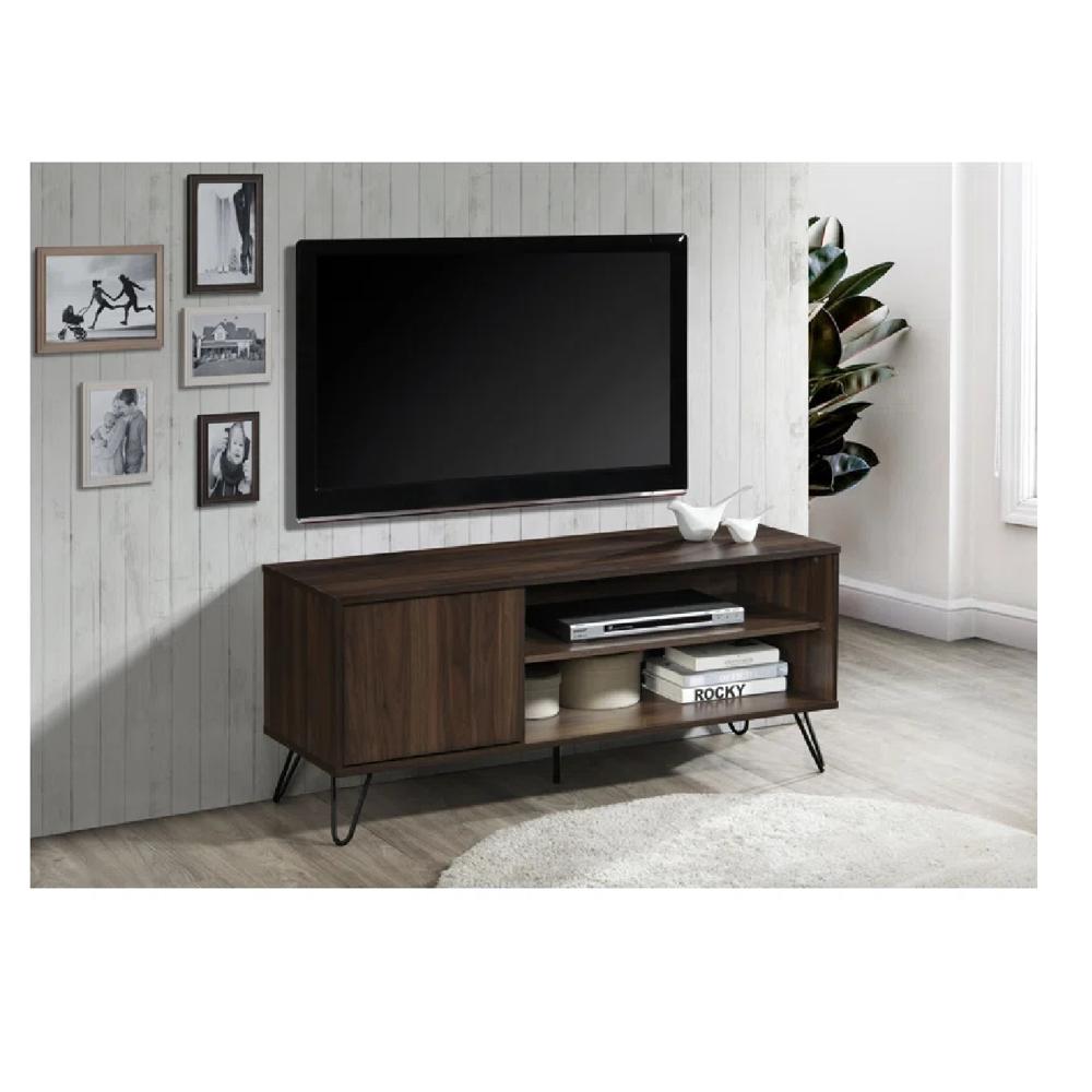 Mesa de TV Rústica 50"" Jericó TU MESITA Melamina 18mm color Marrón 1 puerta