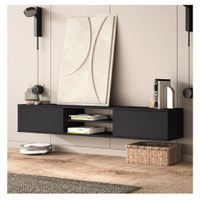 Mesa de TV Flotante 80"" Amauta TU MESITA Melamina 18mm 2 puertas Gris Oscuro
