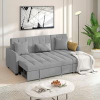 Sofá Cama Multifuncional Veles con Almohadas 3 cuerpos - Gris Claro