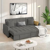 Sofá Cama Multifuncional Veles con Almohadas 3 cuerpos - Gris Oscuro