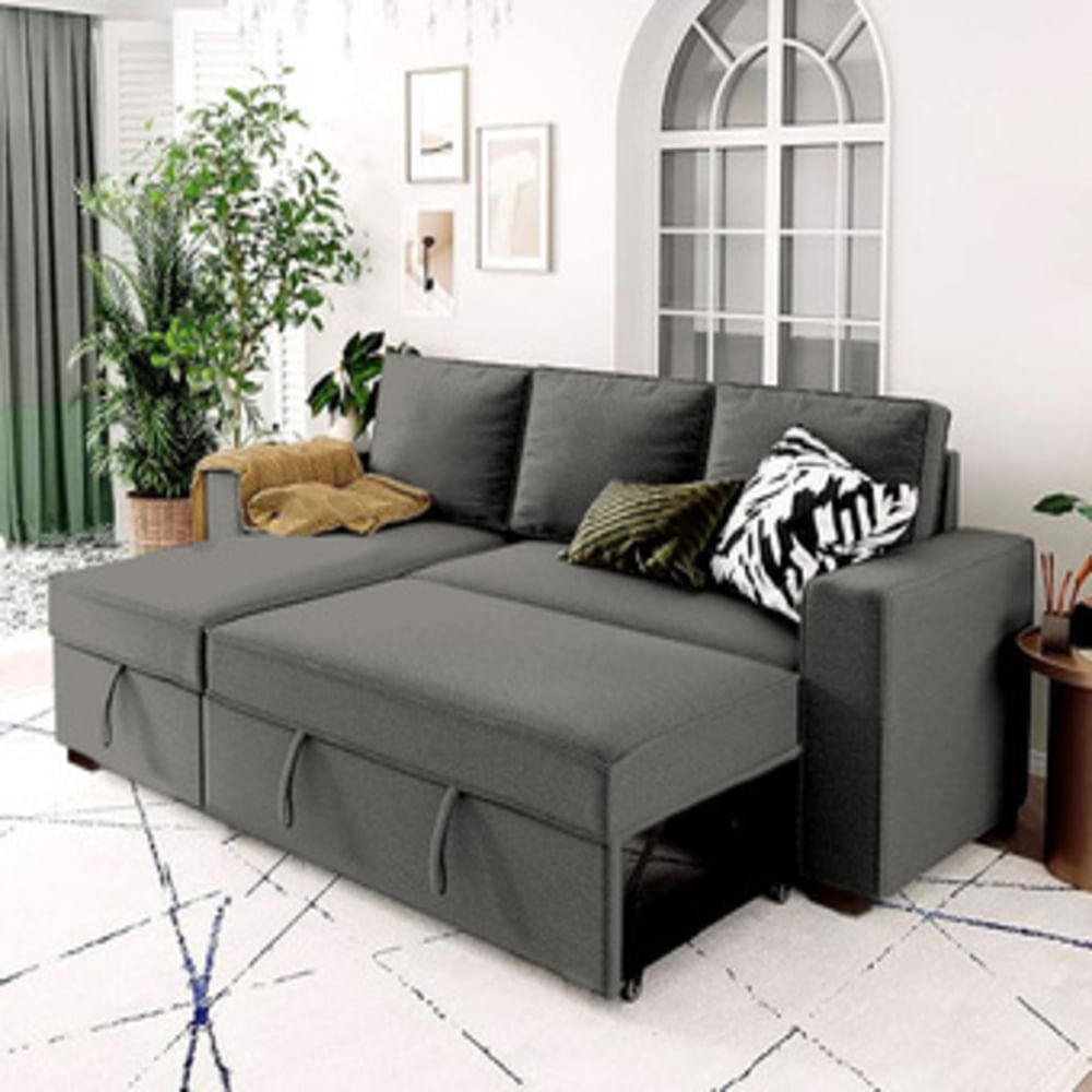 Sofá Cama Multifuncional Radovish con Almohadas 4 cuerpos - Gris Oscuro