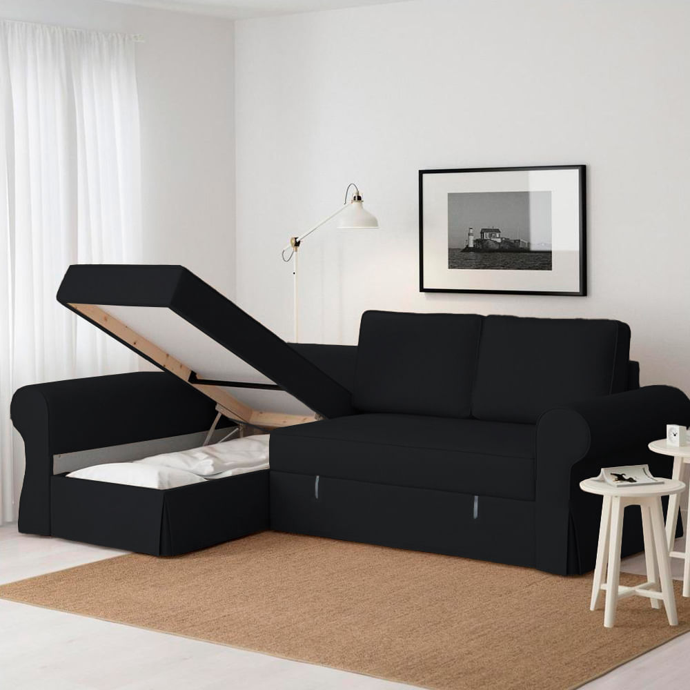 Sofá Cama Multifuncional Kamenica 4 cuerpos - Negro