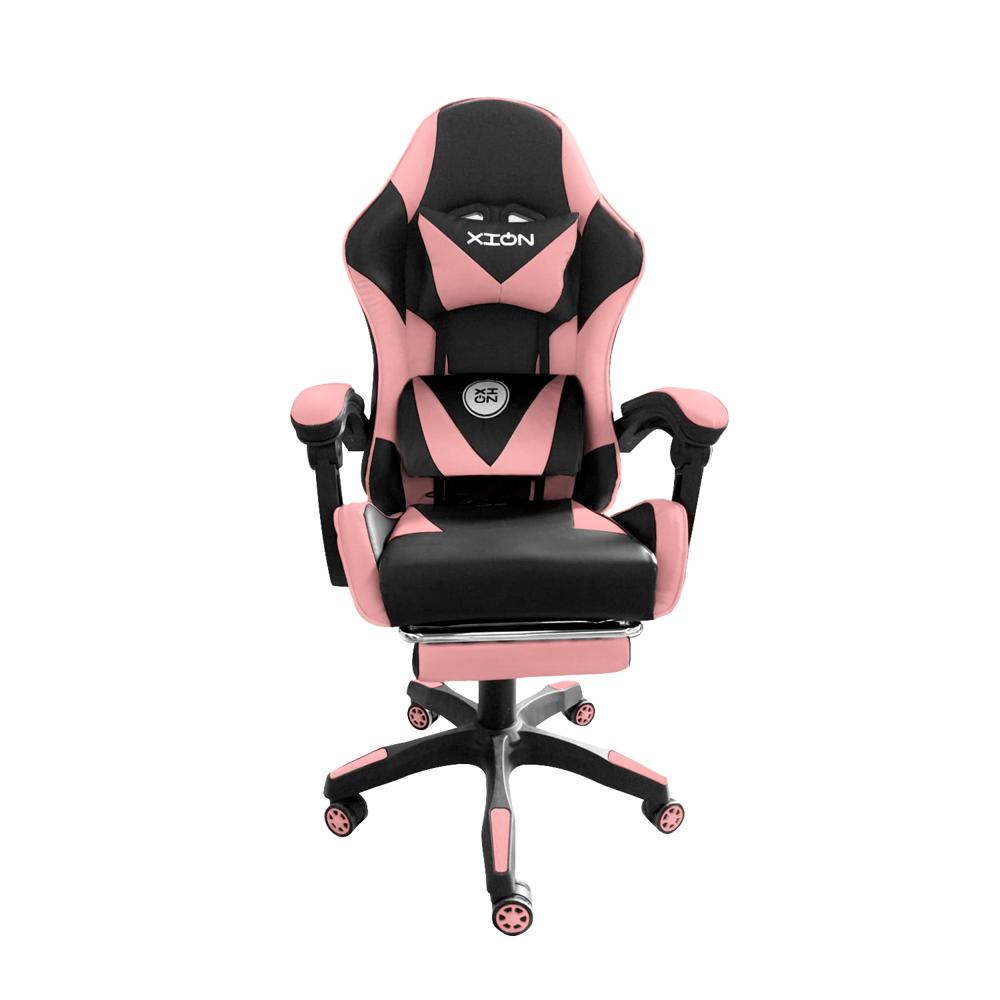 SILLA GAMER ERGONÓMICA CON MASAJEADOR, REPOSAPIÉS Y RECLINACIÓN 135° - XION TITAN ROSA