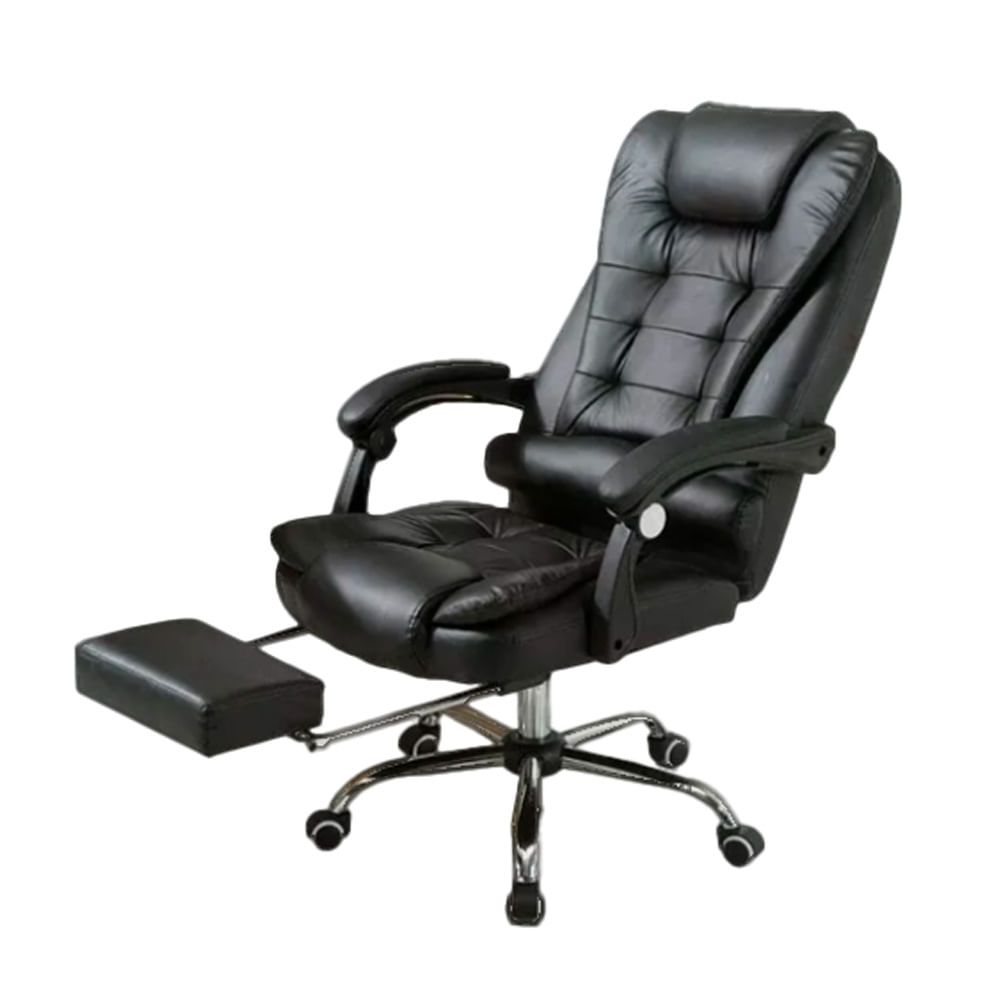 Silla de Oficina Ergonómica Dafi Negro Reposapies Cuero Presidente Ofideas