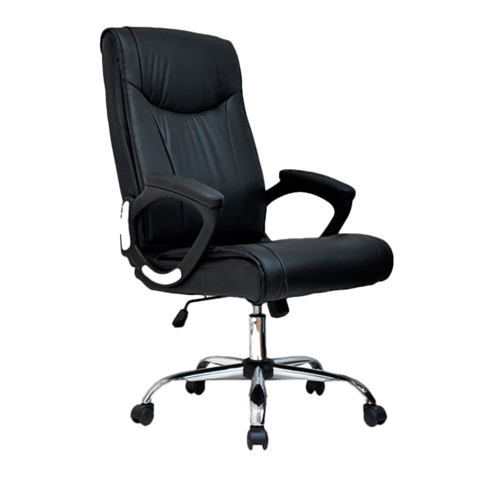 Silla de Oficina Ergonómica Vera Negro Cuero Presidente Ofideas
