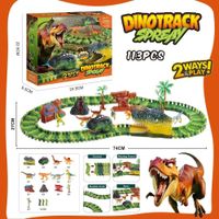 Pista Carros eléctrica Dinotrack Spreay Auto Montaña Riel Carretera Juguete Luz Led Navidad Genieka