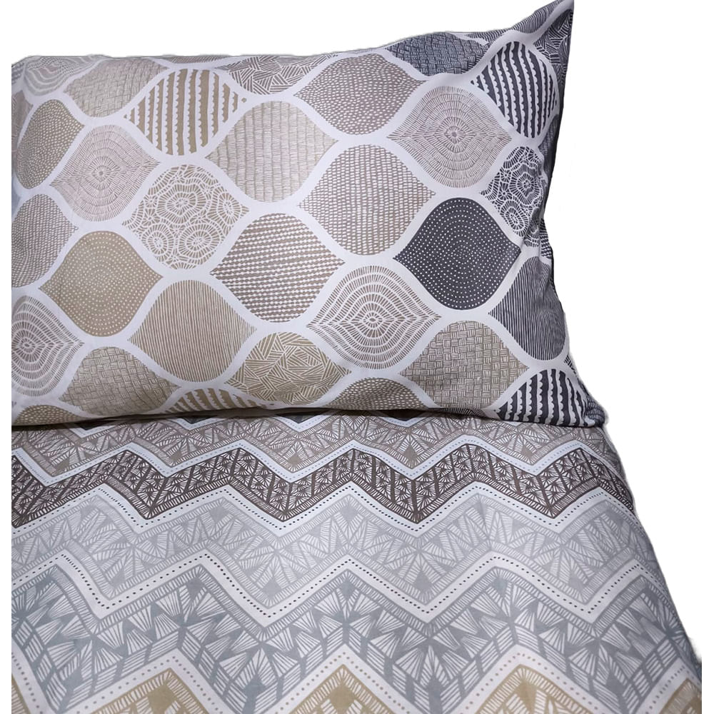 Juego De Sabana 2 Plazas Interiotex 144 Hilos Estampado mandala 50% Algodón