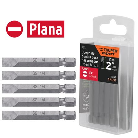 Juego 5 puntas planas de 1/4