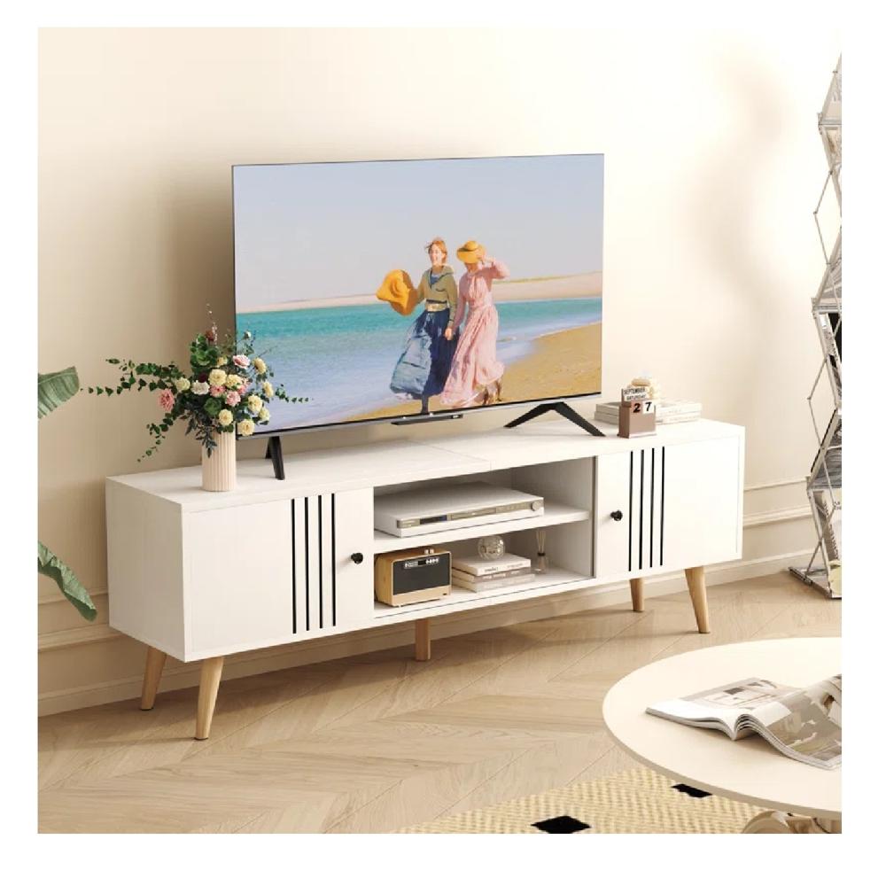 Mesa Moderna de TV 65"" Kassini TU MESITA Melamina 18mm Blanco 2 puertas corredizas