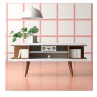 Mesa de TV Contemporánea 50"" TU MESITA Marvin Melamina 18mm color Blanco/Marrón