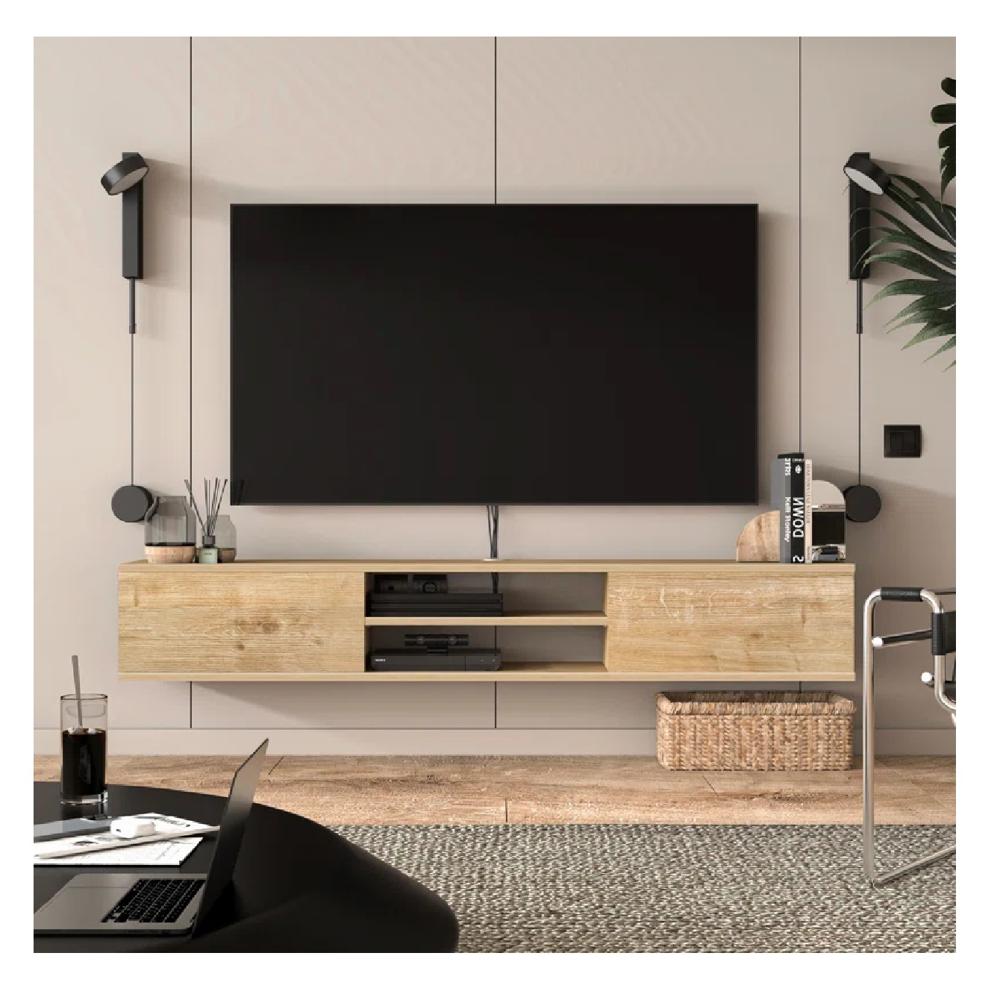 Mesa de TV Flotante 80"" Amauta TU MESITA Melamina 18mm 2 puertas Duna