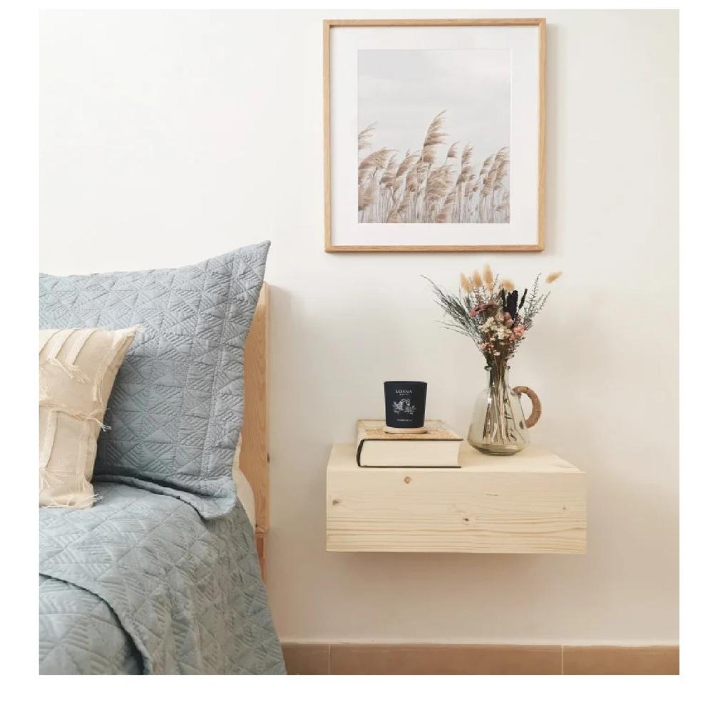 Velador Rústico Panda TU MESITA Flotante 1 cajón melamina 18mm color Duna