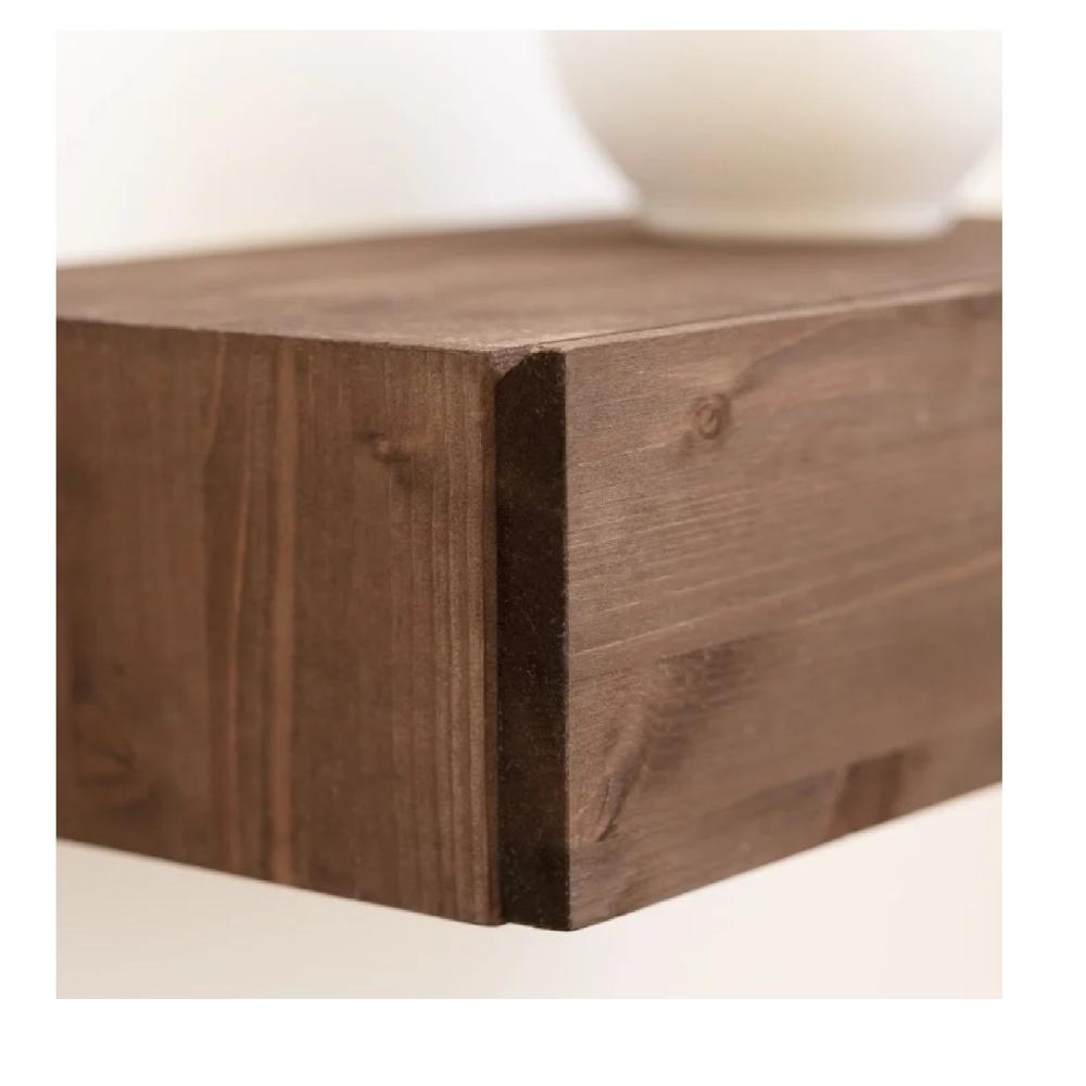 Velador Rústico Panda TU MESITA Flotante 1 cajón melamina 18mm color Marrón