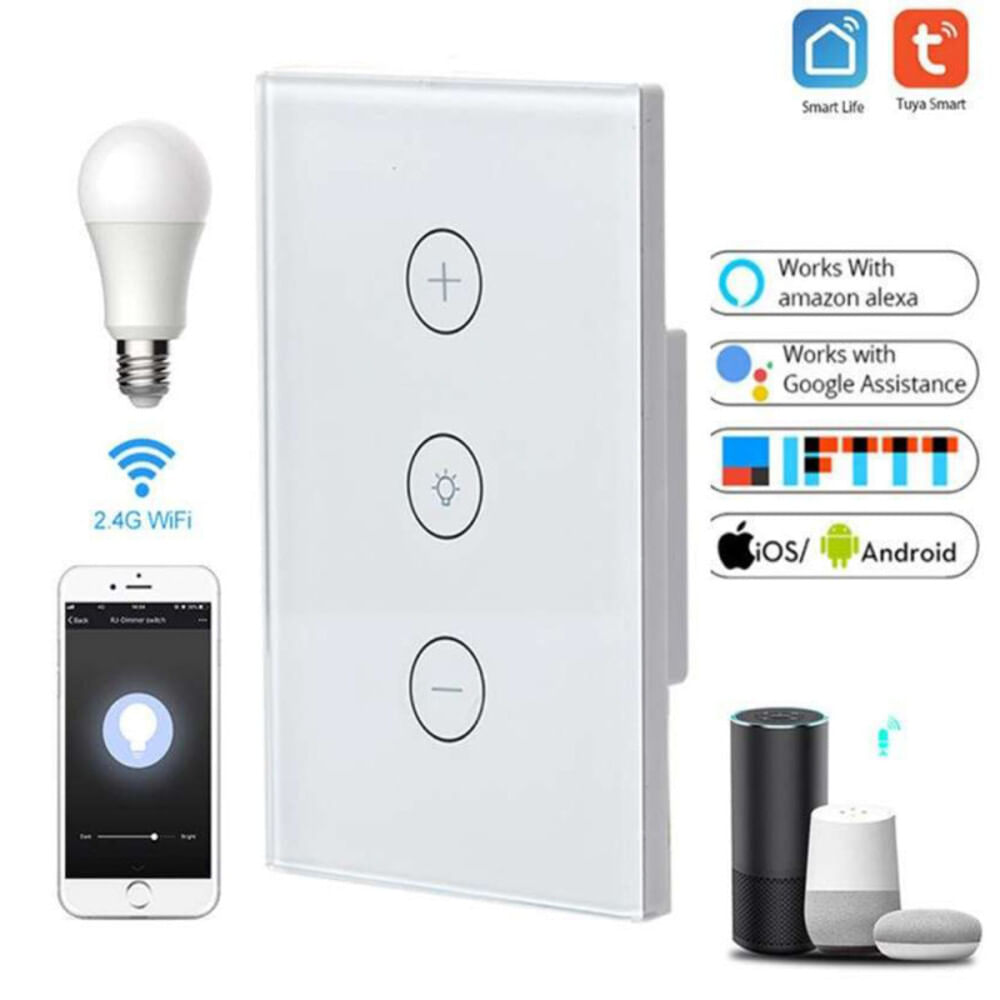 Dimmer Atenuador De Luz Interruptor Wifi de pared control de voz Alexa Google Tuya DS-172