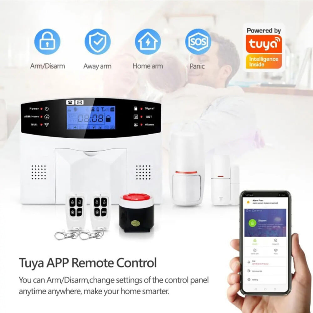 Sistema de Alarma de Casa 4g Inalámbrica Smart Pst+Gsm Pantalla Lcd 4 Zonas Cableadas