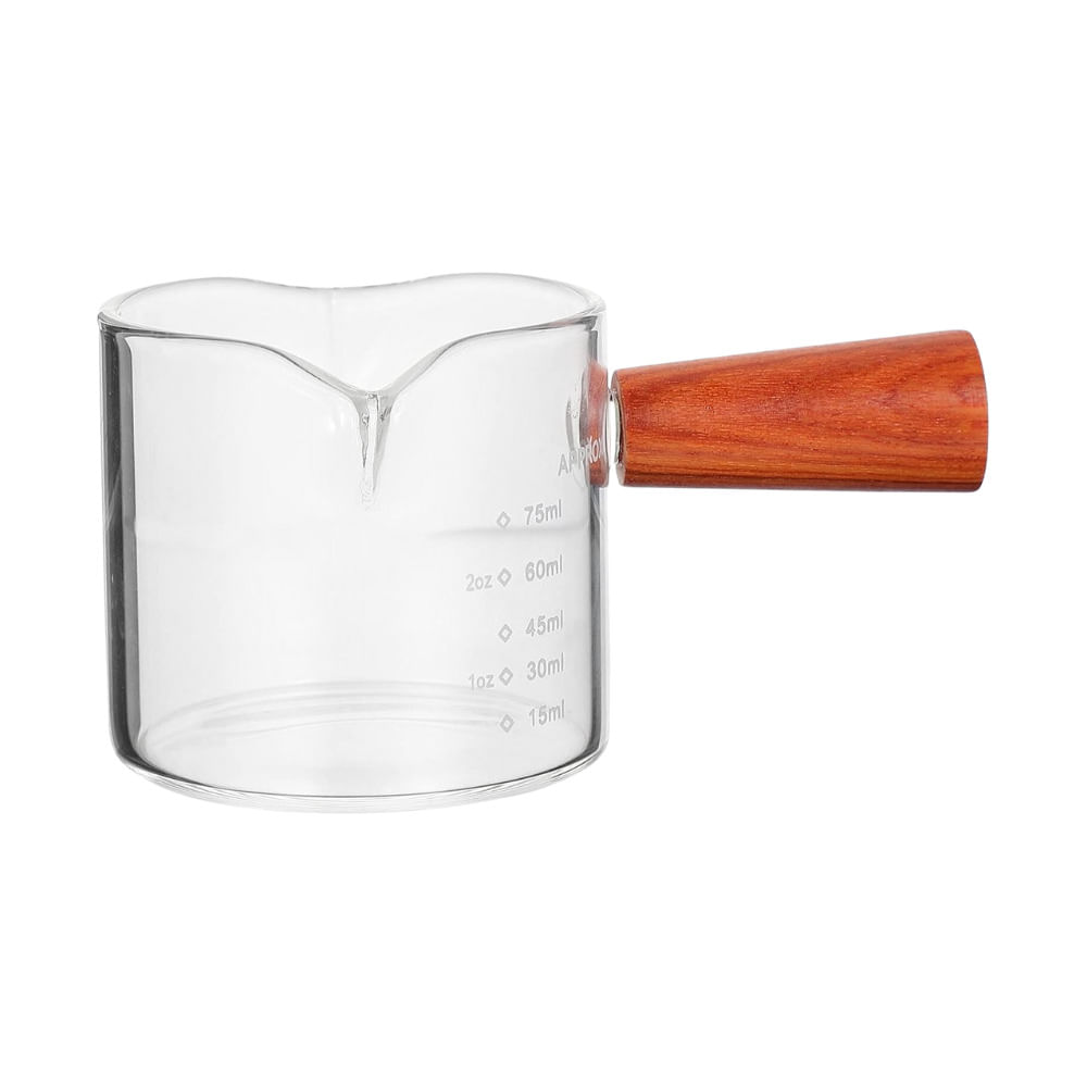 Taza Medidora Doble Boquilla con Mango de Madera 75ml