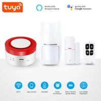 Kit de alarma Wifi PST-H1 Tuya 2.4Ghz Sirena, Sensor de puerta o ventana, llavero