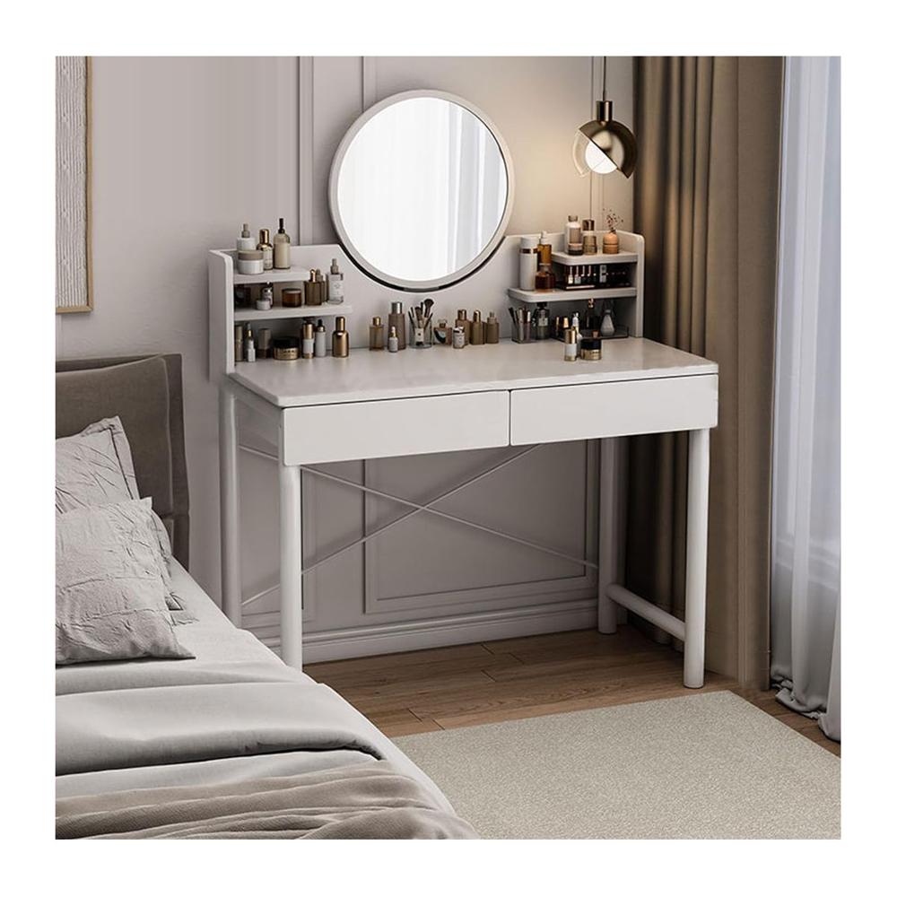 Tocador De Maquillaje Vintage Con Espejo Luz LED Dormitorio Blanco ZZ93