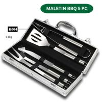 Set Parrillero  x 5 pzas para Parrillas  Maletin Premium