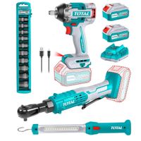 Llave de Impacto 500nm + Ratchet + Lámpara y Dados de Impacto Total TOSLI240461