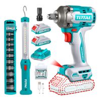 Mega Combo Llave de Impacto 400N.m 20v+ Dados Impacto + Lámpara Total TOSLI23048