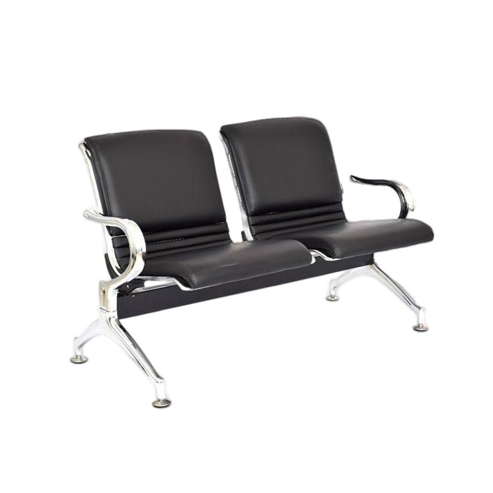 Banqueta de Espera - Tandem Aeropuerto Full Tapiz 2 Asientos Color Negro Ofideas