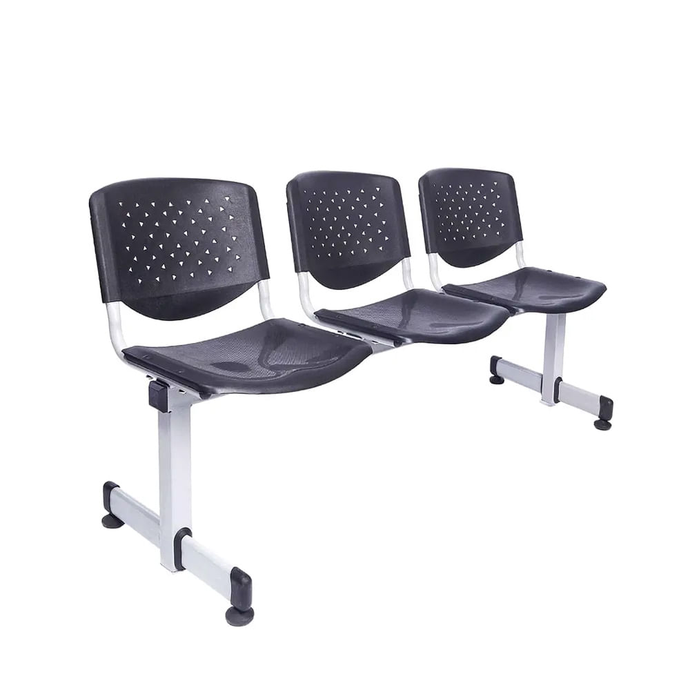 Banqueta de Espera - Tandem Prisma 3 Asientos Color Negro Ofideas