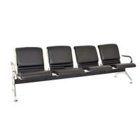 Banqueta de Espera - Tandem Aeropuerto Full Tapiz 4 Asientos Color Negro Ofideas