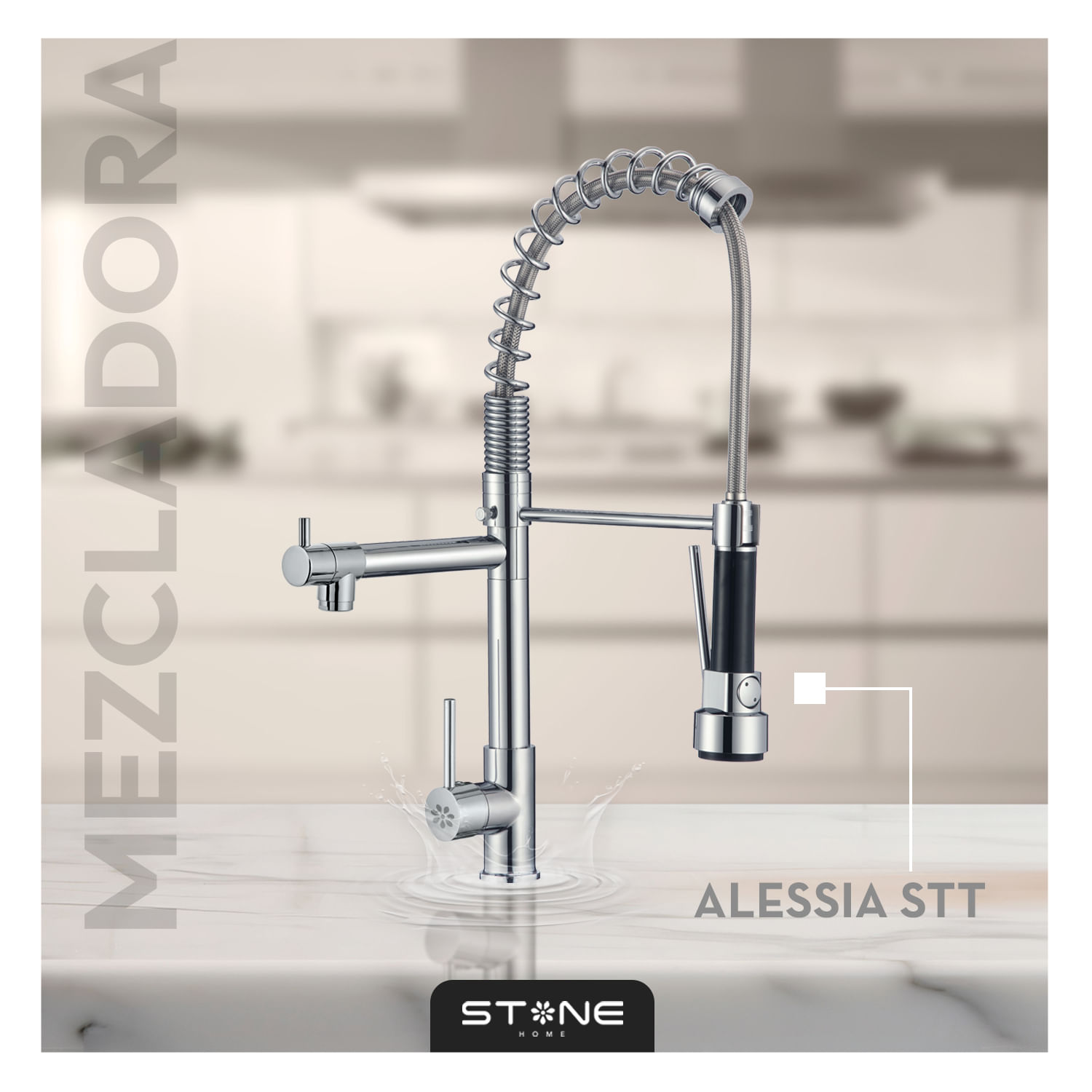 Mezcladora P/Cocina Al Mueble Alessia STT-01 Cromado Stone