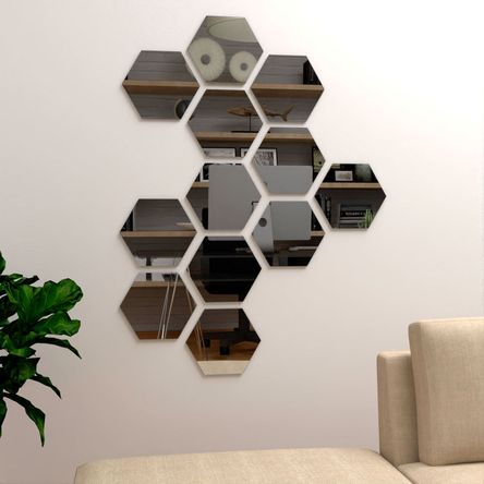 Espejo de Baño Lirio Hexagonal 23x20cm x 12 Piezas Tuhome