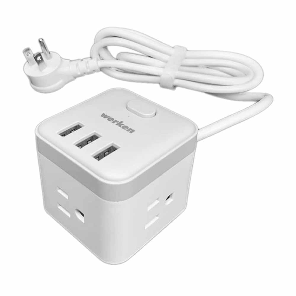 Extensión cubo 3 tomas 3 usb blanca Werken
