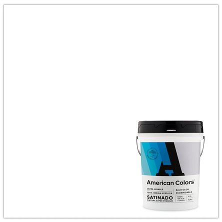 Pintura Latex American Colors Satinado Blanco 4 galones