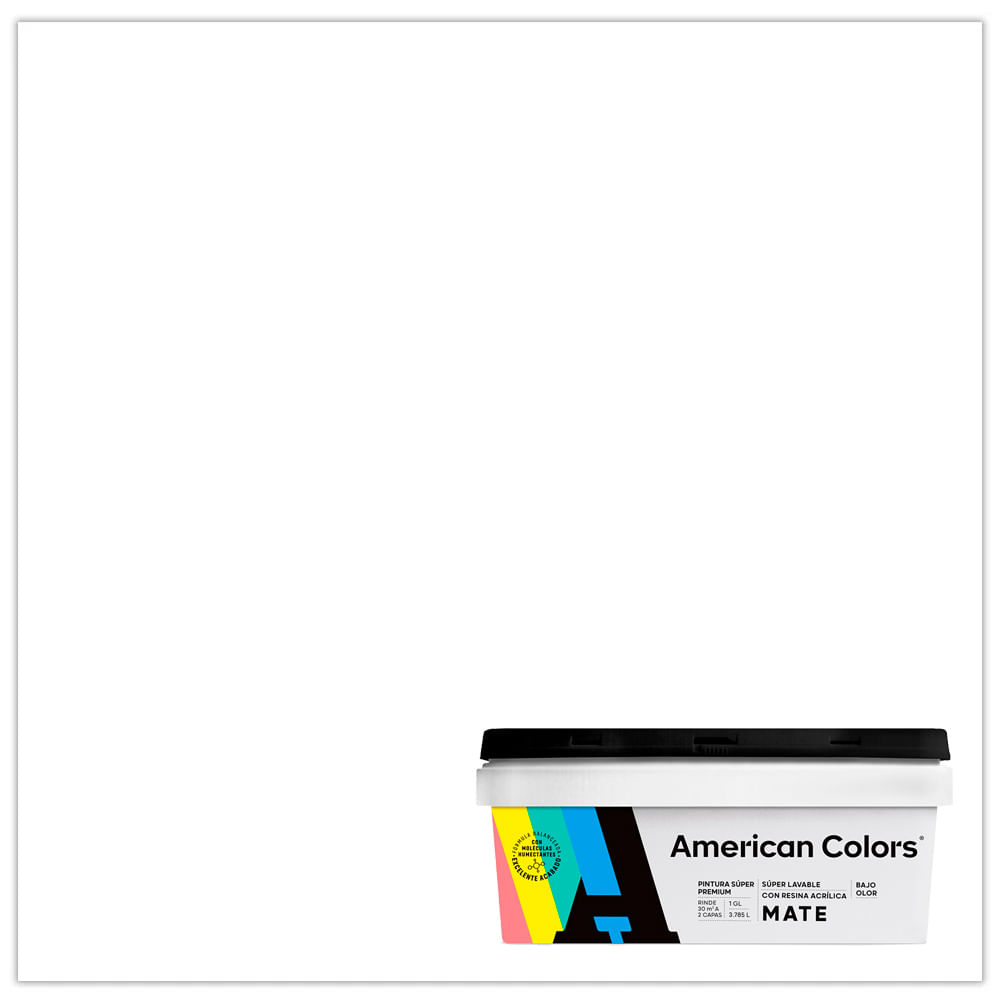 Pintura Latex American Colors Mate Blanco 1 galón