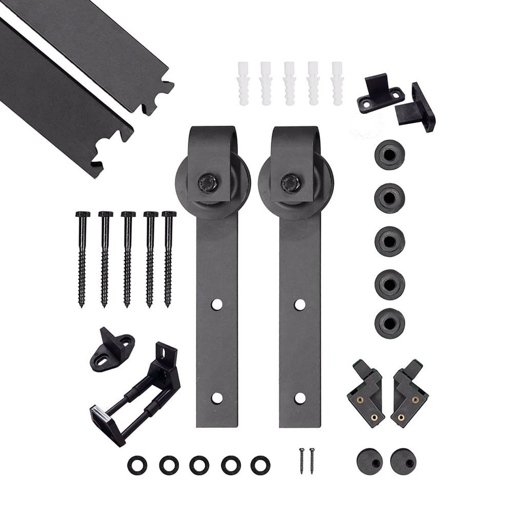 Sistema Corredera de Puerta Granero Ducasse en Acero Negro Sistema Corredera de Puerta Granero Ducasse en Acero Negro