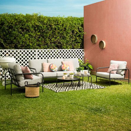 Set de Terraza Orange Caicos: Sofá 3 Cuerpos + 2 Butacas + 2 Mesas