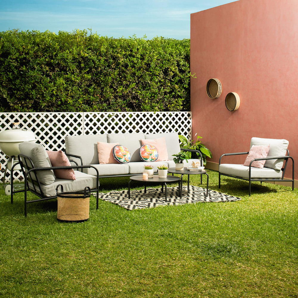 Set de Terraza Orange Caicos: Sofá 3 Cuerpos + 2 Butacas + 2 Mesas