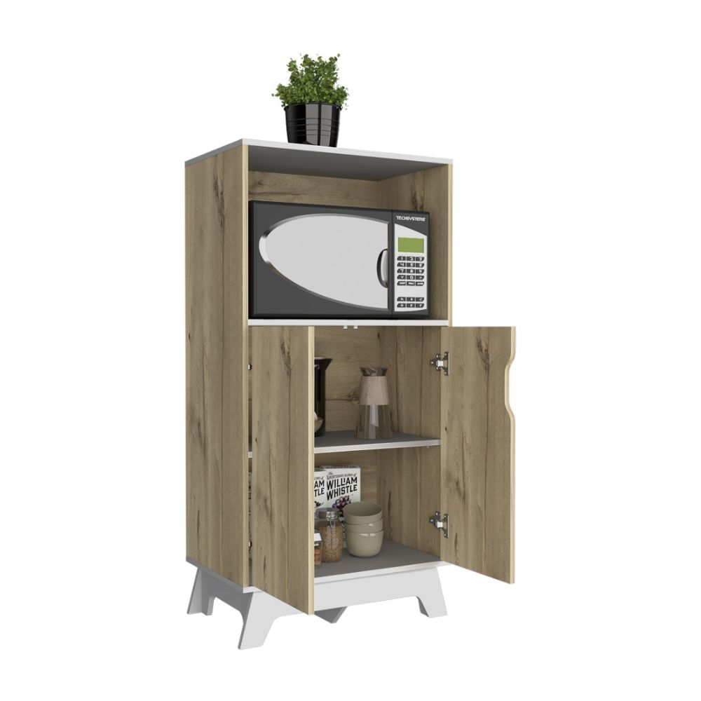 Mueble Microondas Bicolor 2 Puertas Melamina Duna/blanco Tuhome