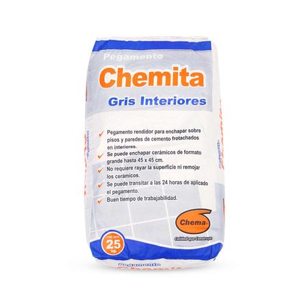 Pegamento para interiores Chemita Gris 25kg Chema