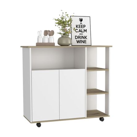 Mesón de Cocina Bicolor 2 Puertas con Ruedas Melamina Blanco/Duna Tuhome Mesón de Cocina Bicolor 2 Puertas con Ruedas Melamina Blanco/Duna Tuhome