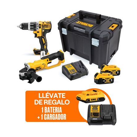 Taladro Percutor 20v + Esmeril Angular 20v + Bateria 5.0Ah + Cargador Dewalt